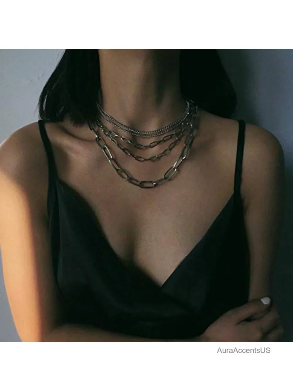 Layered Chain Necklace Set for Women 18 Inch Gold Plated Paperclip Chain Choker